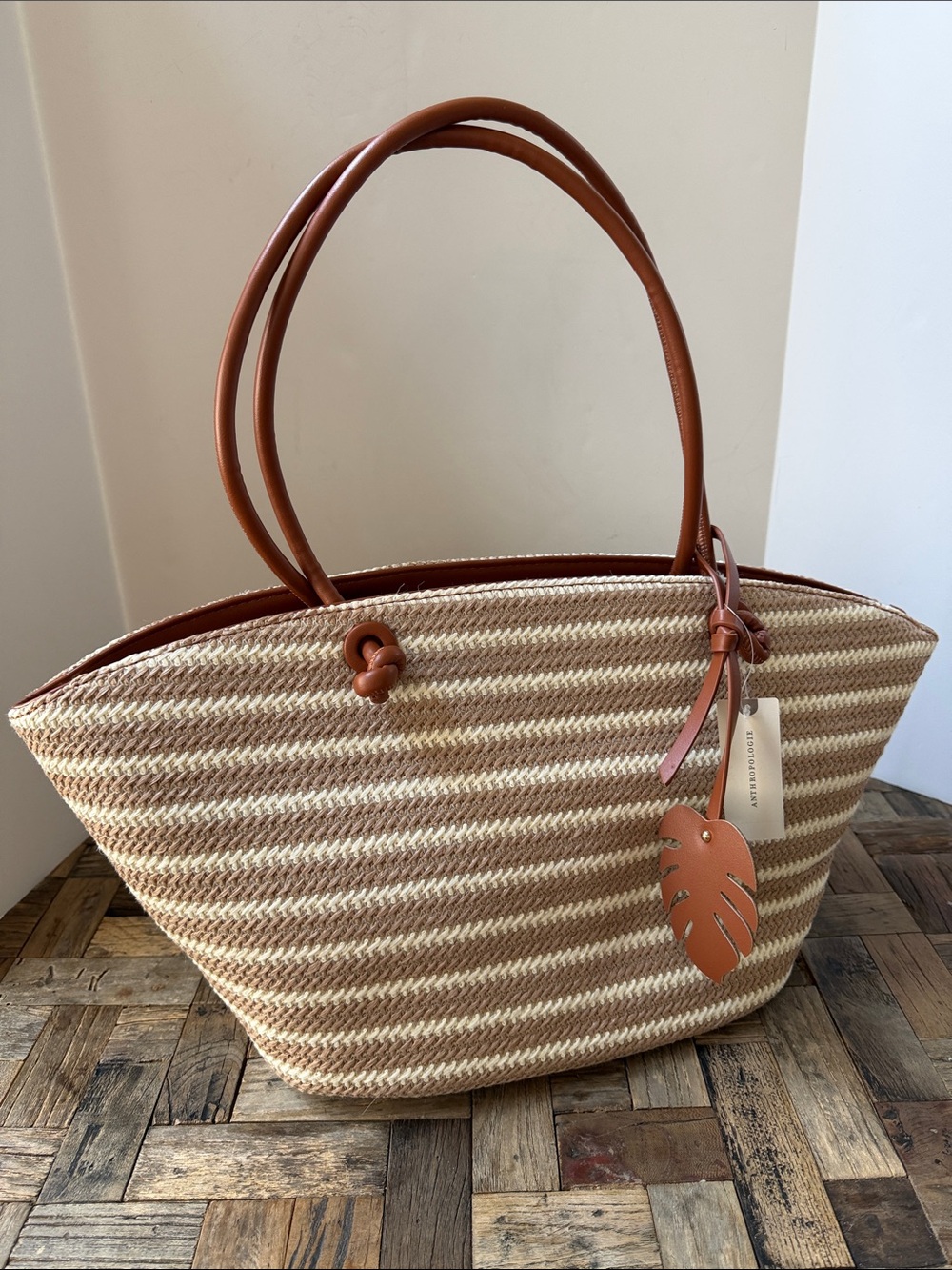 AOTA Anthropologie Jessica Raffia Tote Bag NWT